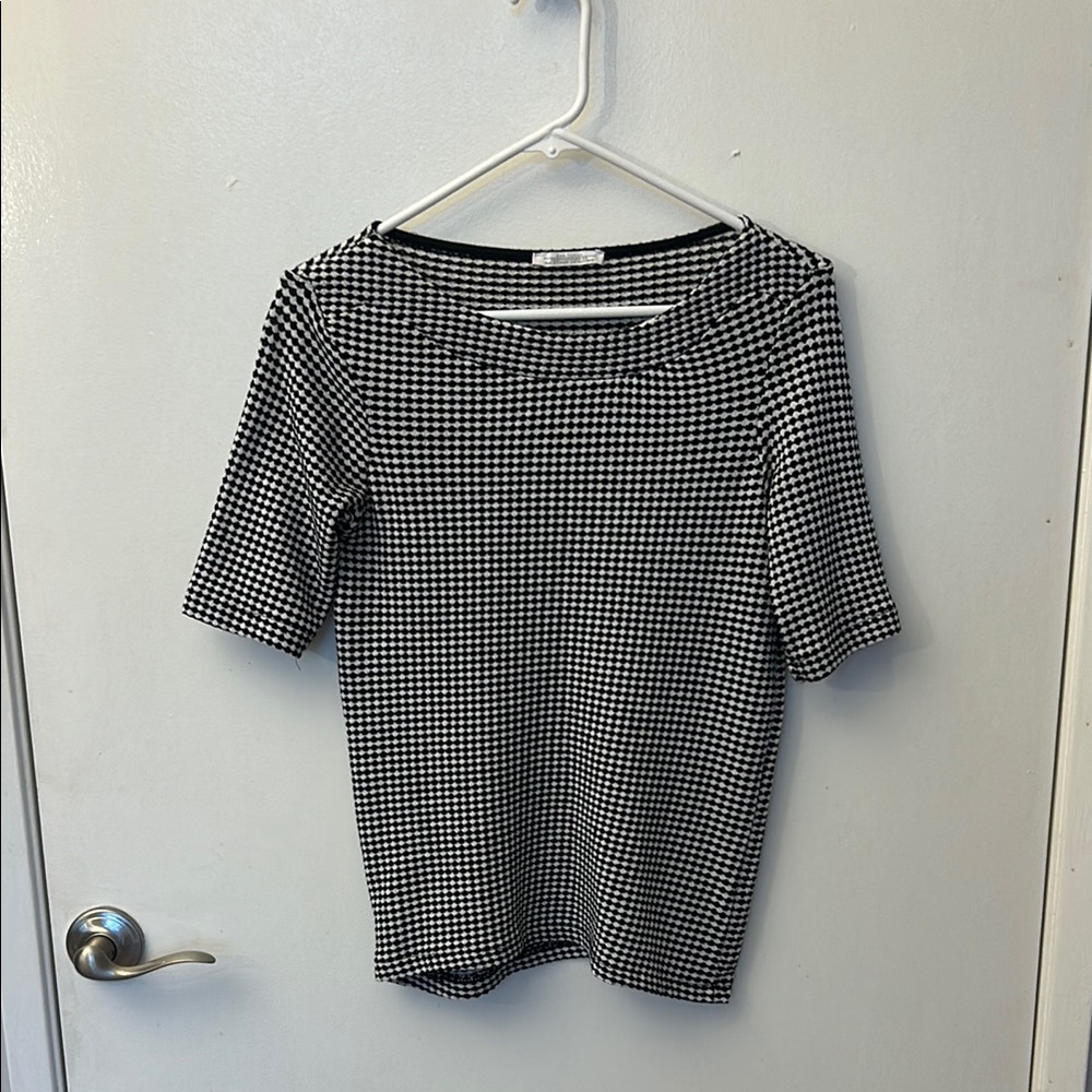 Zara Women’s Houndstooth Short Sleeve Top